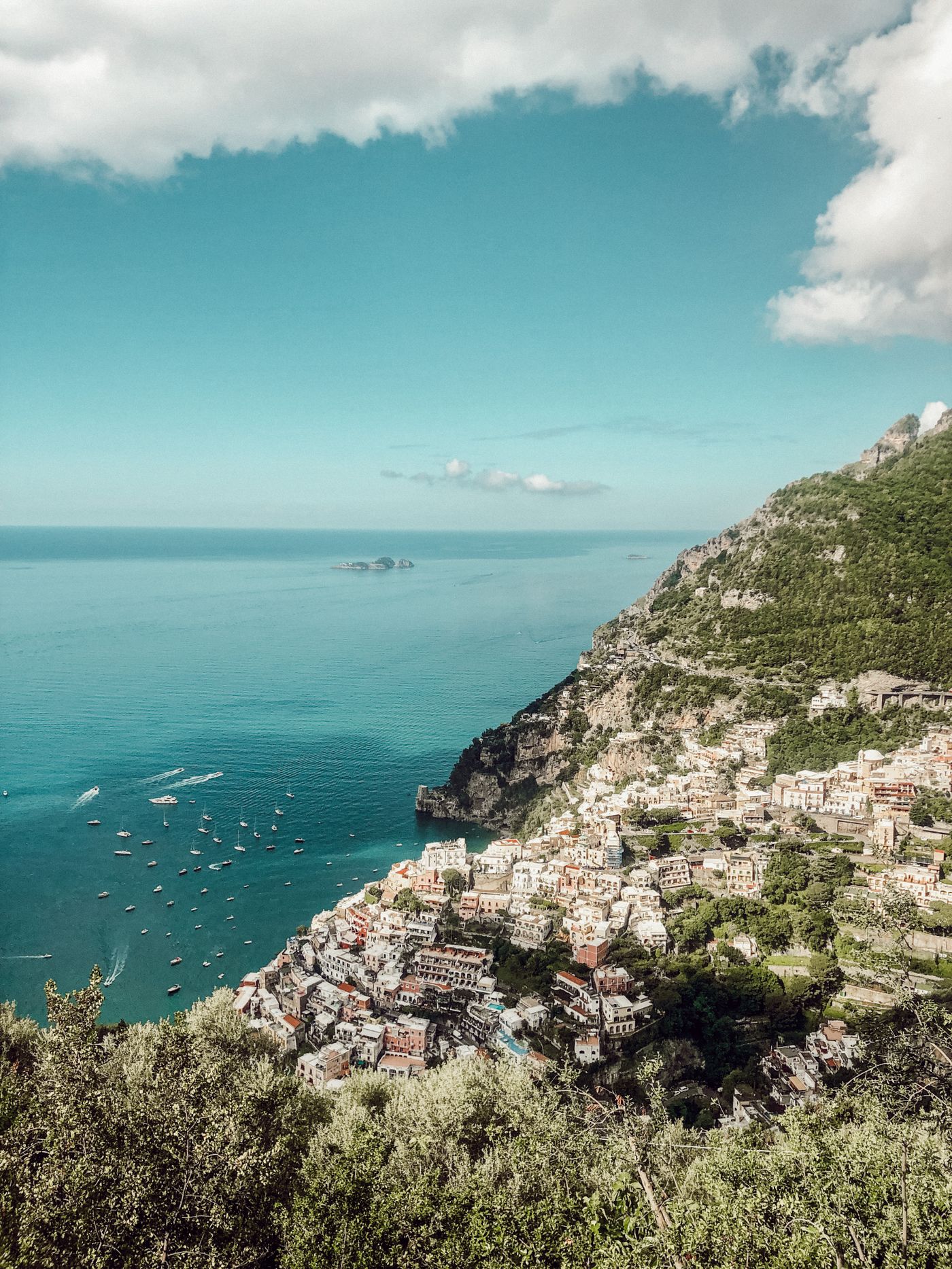 Mediterranean coastline with colorful villages beside the sea